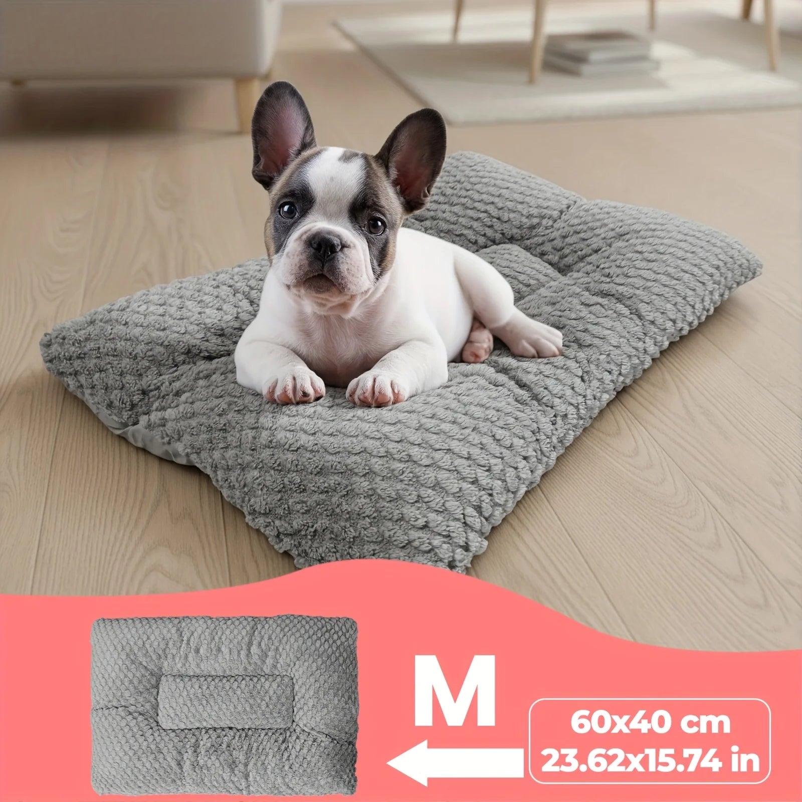 Extra-Large Plush Dog Crate Pad Pet Bed with Pillow Raised Edges Ultra-Soft Polyester Mattress for Small Medium Large Dogs