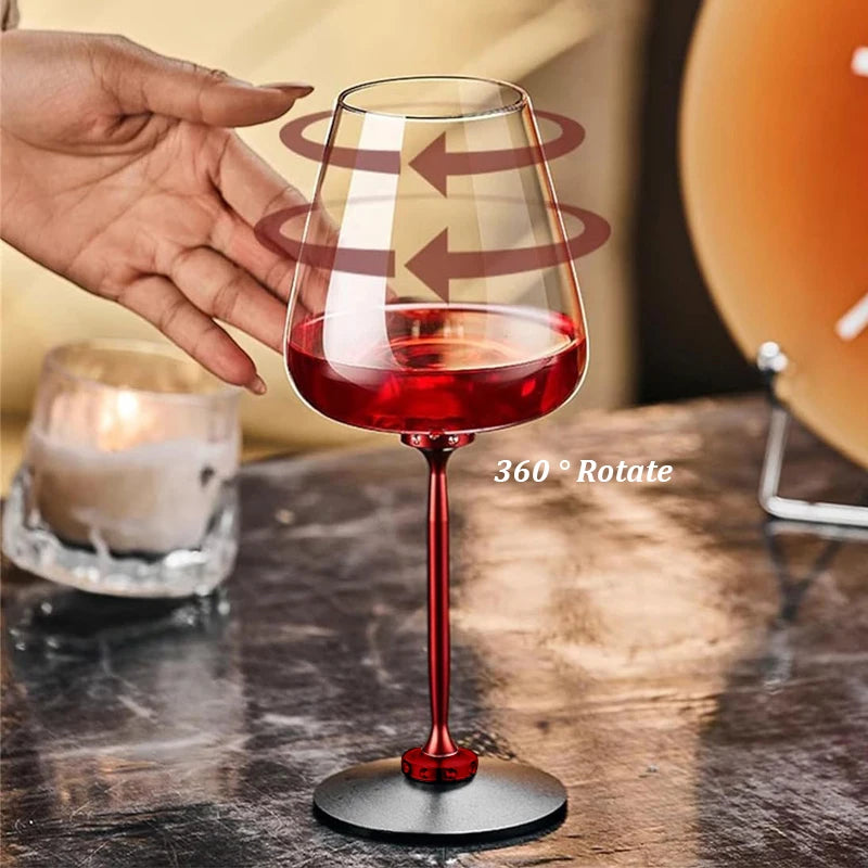 Creative Rotating Glass Wine Glasses Durable Whiskey Brandy Cocktails Juice Stress Relief Crystal Goblet for Party Home Bar