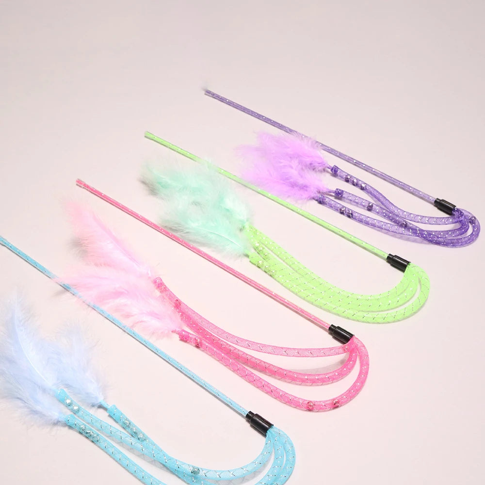Feather Small Bell Cat Teaser Stick Cat Toy Wand Pet Toy Rod