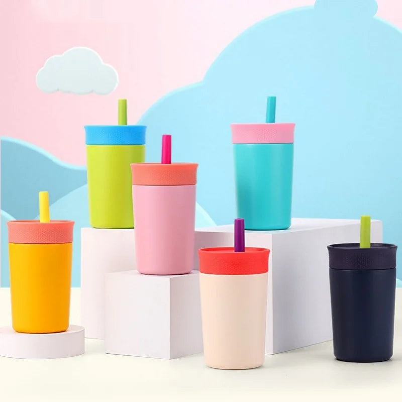 12oz Portable Thermos Cup Coffee Mug Stainless Steel Vacuum Flask Cold&Hot Sport Cup Car Cup with Straw Travel Mug Insulated Cup