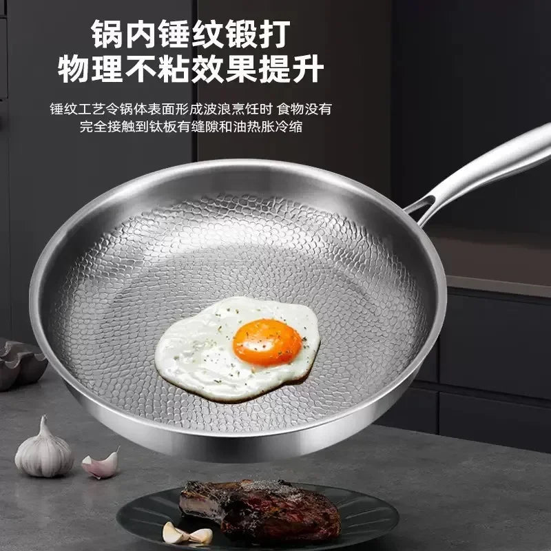 German flat bottomed pan titanium non stick hammer pattern steak pot zero coating kitchen household titanium pot