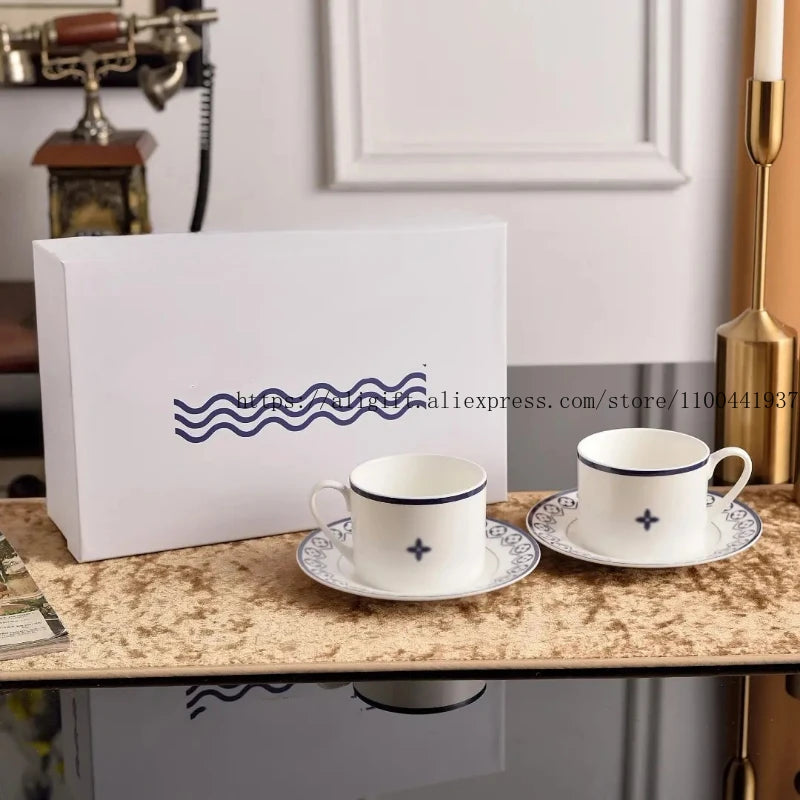 Simple And Fashionable Bone China Coffee Cups And Saucers 250ml Afternoon Tea Cups High-End Personalized Couple Cups