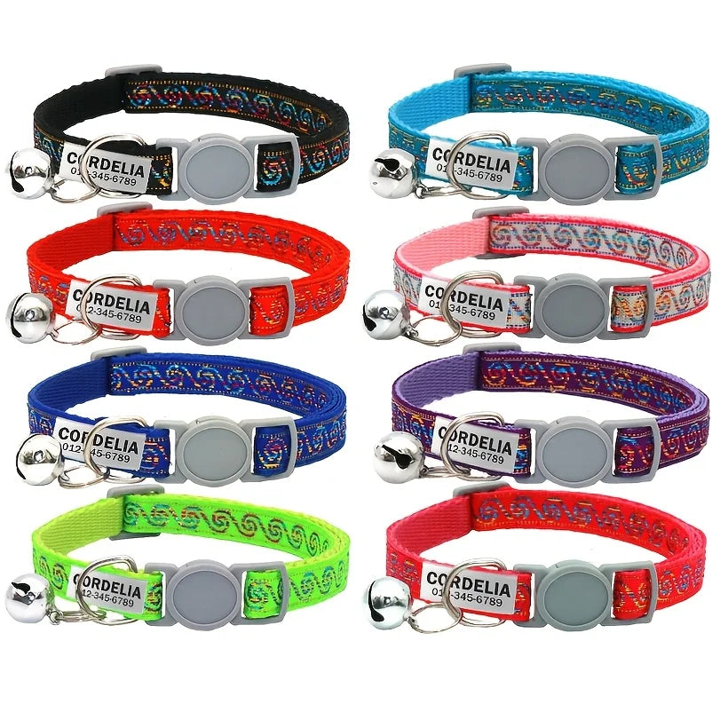 Personalized Nylon Cloud Print Cat Collar Id Name Tag Collar Pet Products Small Fast Breakaway Unisex Kitten Supplies