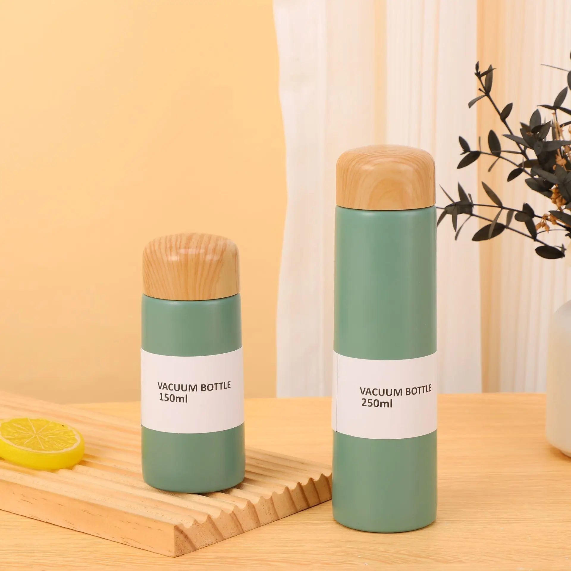 150ml/250ml Mini Cute Portable Stainless Steel Vacuum Flask Thermos | Wood Grain Lid Insulated Bottle | Small Travel Coffee Mug