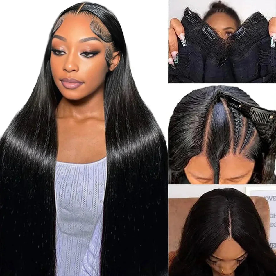 V Part Wigs Straight Brazilian Virgin Human Hair Wigs for Black Women Upgrade U Part Wigs Glueless Wig V Shape Wig No Leave Out