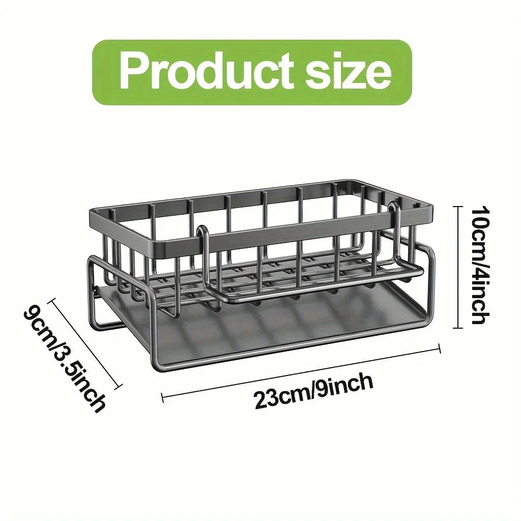 Sponge Holder for Kitchen Sink, Plastic Auto Draining Kitchen Sink Organizer, Sink Caddy with Removable Brush Holder