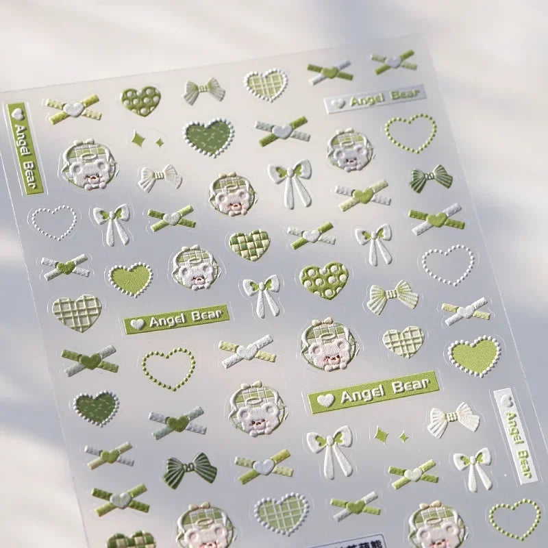 Lovely Animal Graffiti Cat Claw Rabbit Bunny Bear Dog Flower Fruit Dim Sum Candy Sunflower Adhesive 5D Nail Art Stickers Decal