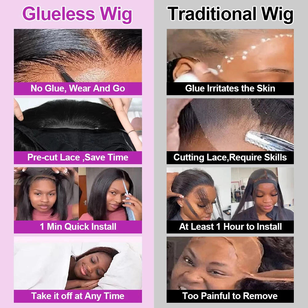 250% Density Bob Wigs Straight Glueless Human Hair Lace Front Wigs 13x4 Short Bob Brazilian Remy Hair Preplucked Lace Front Wigs