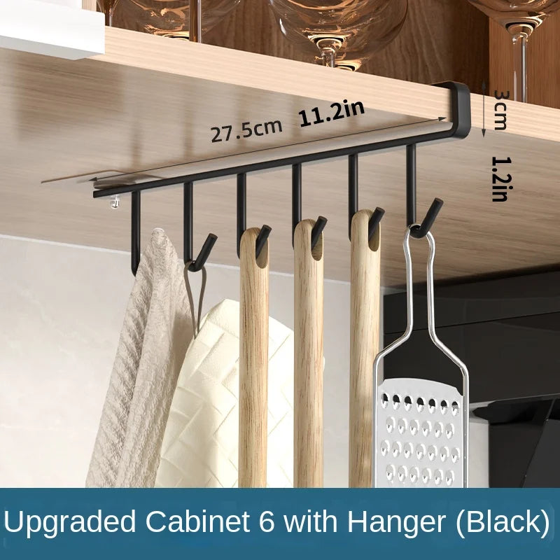 1Pc Black Kitchen Hanger Hook With No Marks Or Nails For Storing Pots Shovels Hanging Pieces Kitchen Utensils Storage Racks Hook