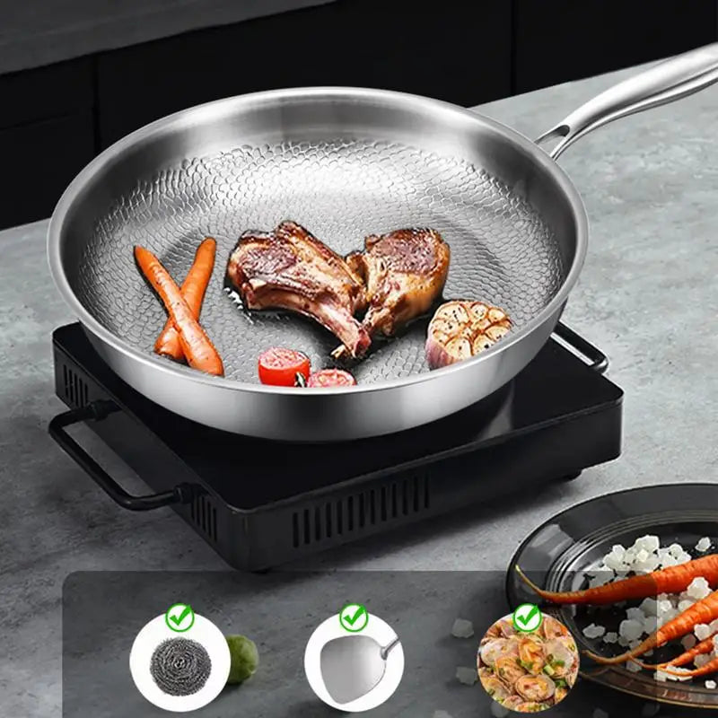Saute Pan Frying Skillet with Lid Multi Functional Nonstick Cookware Titanium Hammered Skillet For Kitchen Cooking