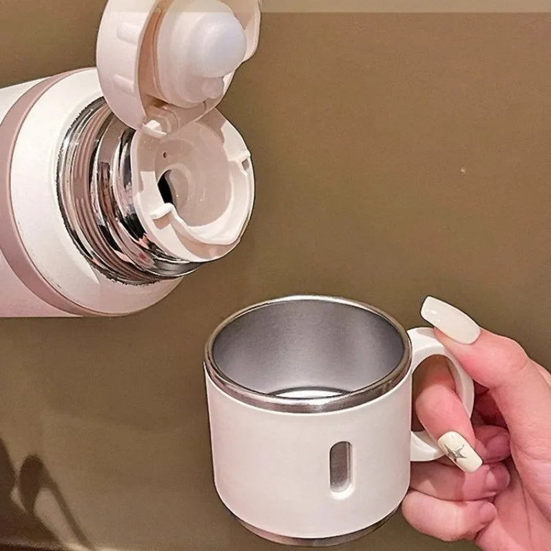 JUSTINLAU 600/800ML Thermos Cup Kitchen Vacuum Flasks with Tea Strainer Stainless Steel Portable Travel Thermal Water Bottles