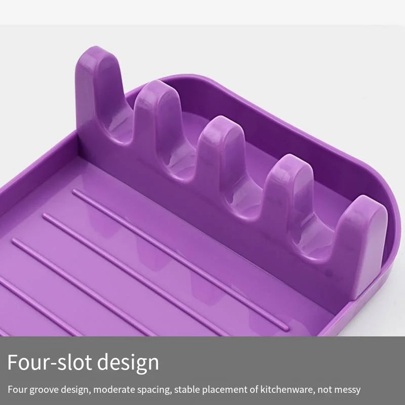 Kitchen Spoon Holders Fork Spatula Rack Shelf Organizer Plastic Chopsticks Holder Non-slip Spoons Pad