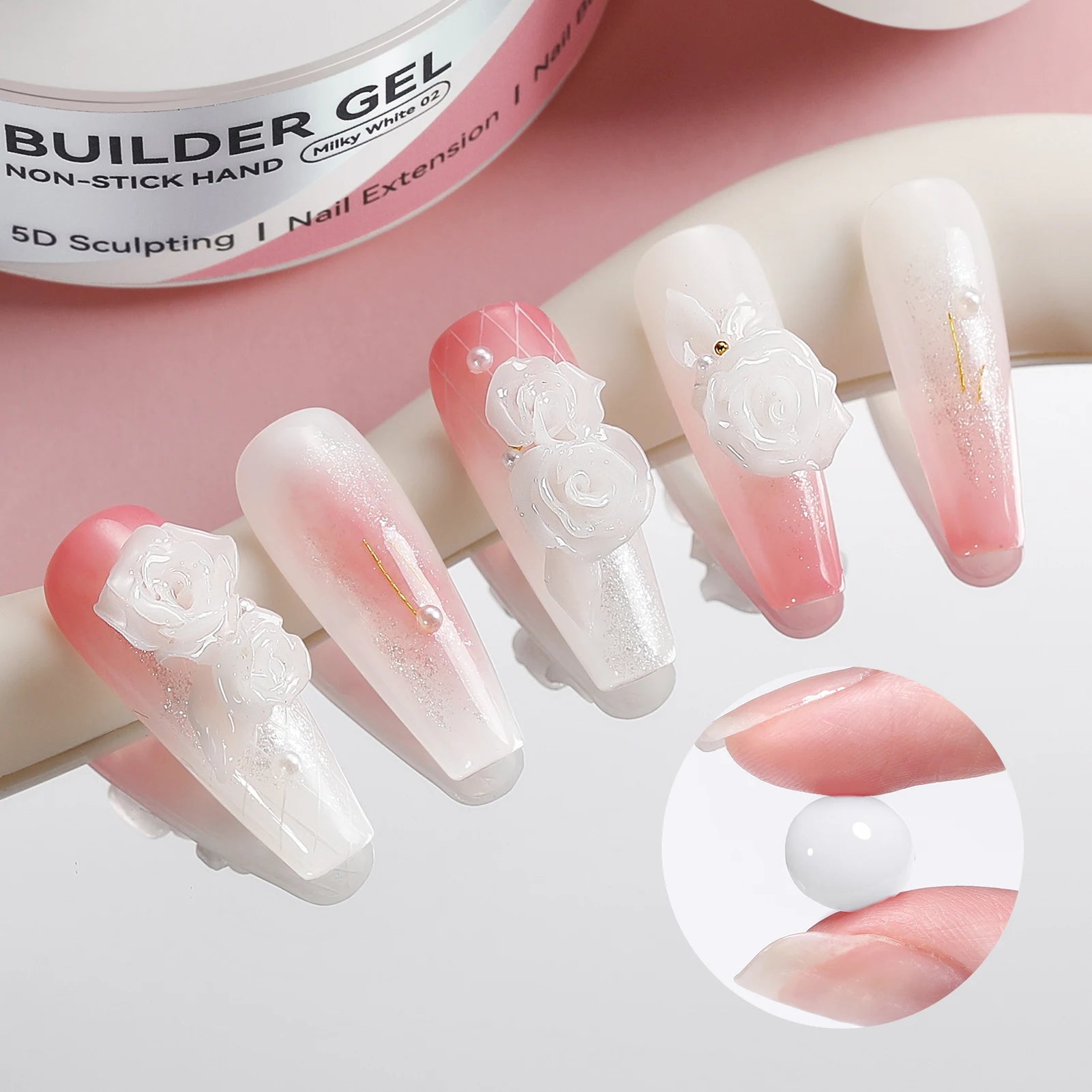 BORN PRETTY 60g White Non Stick Hand Extension Gel Nail Polish For 5D Shaping Carving Sculpting Flower DIY Nail Art Manicure