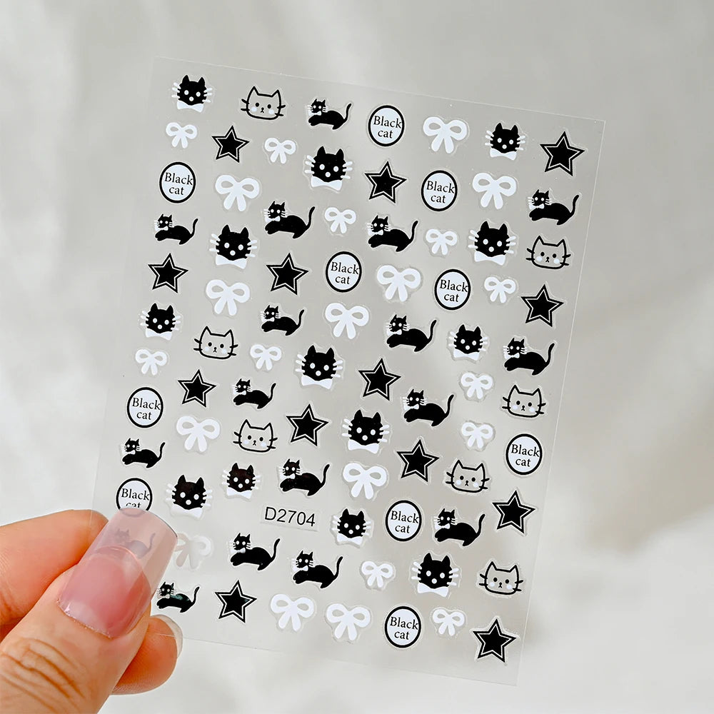 1pc 5D Cute Jelly Pink Cat Paw Print Nail Sticker Lovely Kitty Puppy Dog Cartoon Embossed Relief Nail Art Sticker Manicure Decal