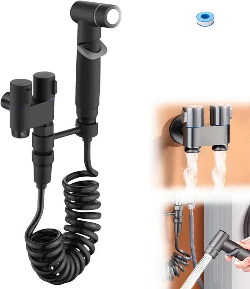 Toilet Shattaf Adapter Hose Bidet Spray Stainless Steel Handheld Shower Bidet Spray Wash Anal Douche Portable Cleaning Nozzle