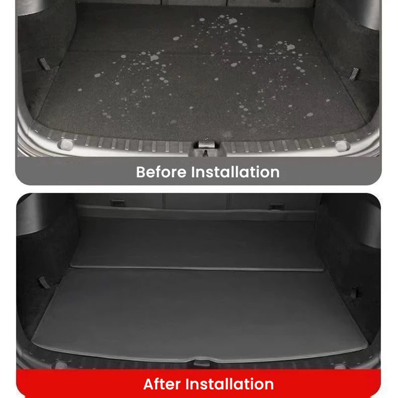 For Tesla Model Y Model 3 Highland Leather Trunk Mats Rear Seat Back Protector Pad Backrest All Weather Liner Pet Anti-kick Pad