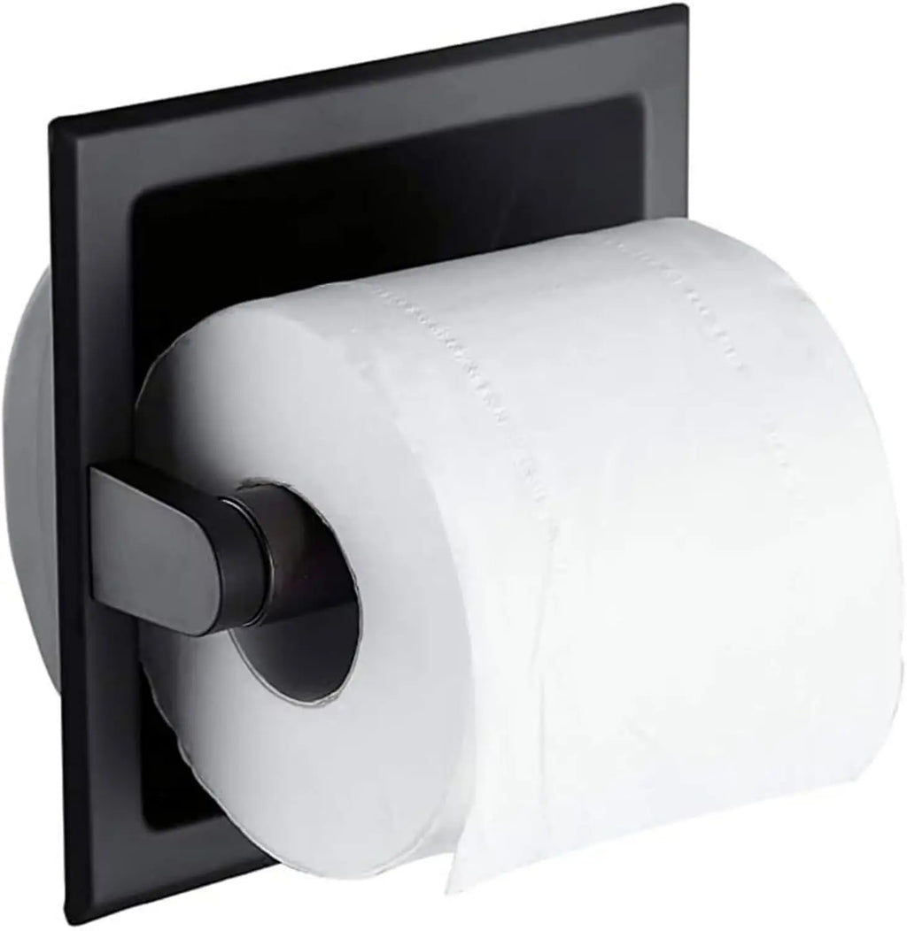 Recessed Toilet Paper Holder Stainless Steel Square Wall Mounted Toilet Tissue Roll Holder Toilet Paper Holder Insert