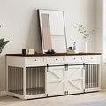 Indoor Wooden Dog Crate with 4 Drawers and Sliding Barn Doors for Small to Large Dogs - Stylish Kennel Furniture