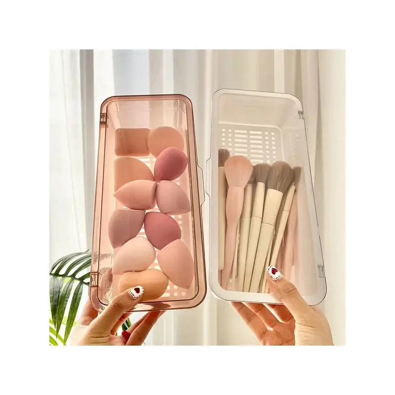 Dust-proof Plastic Storage Box Transparent With Lid Drainage Chopstick Cage Drawer Organizers Jewelry Makeup Organizer Storage
