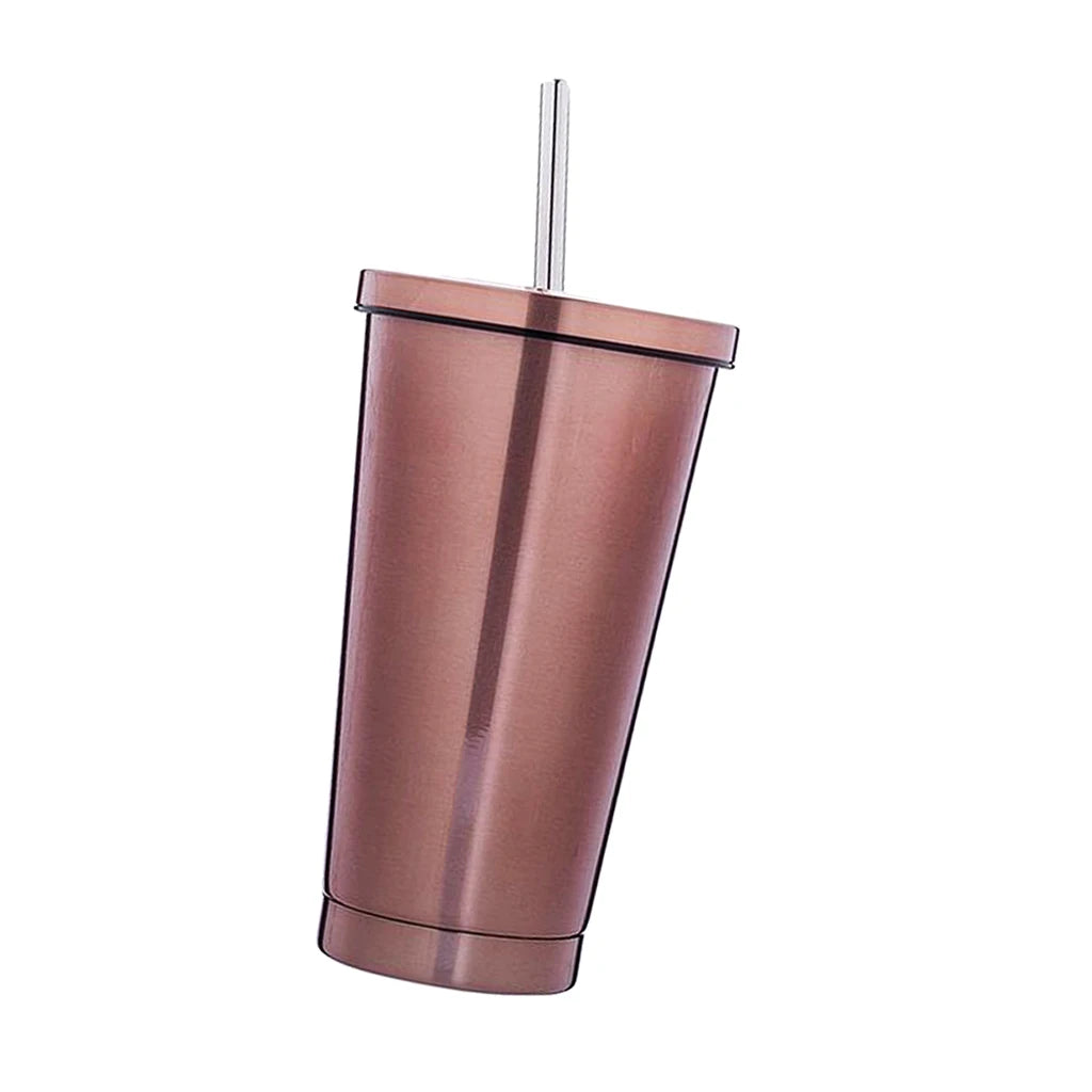 500ml Insulated Stainless Cup With Lid And Straw - Smoothie Tumbler Juice