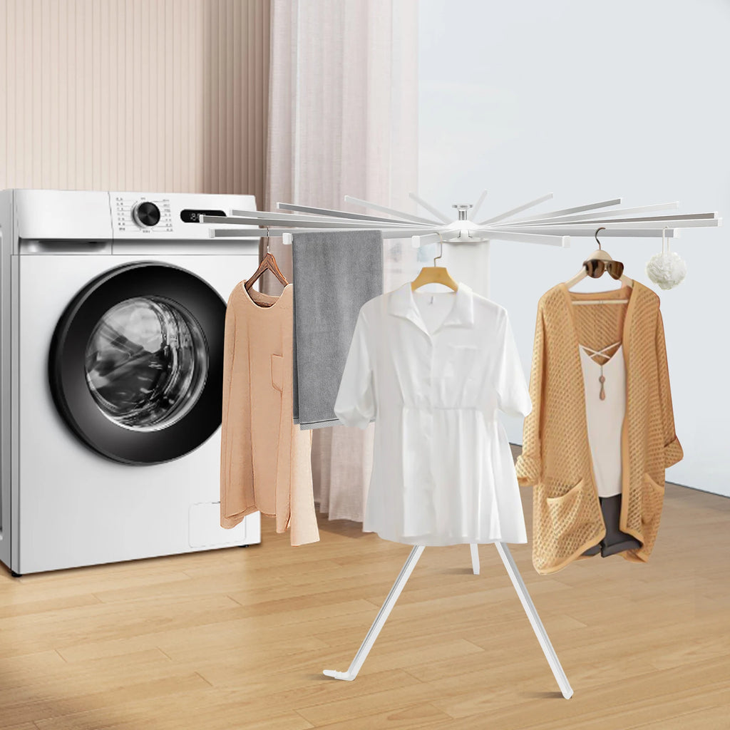 16 Pole Foldable Drying Rack,Tripod Clothes Drying Rack,Laundry Drying Rack,Garment Rack Can Dry Towels, Bath Towels, Shoes,Hats