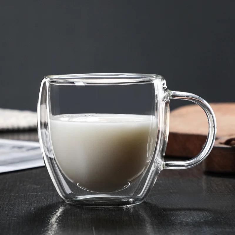 Double Wall High Borosilicate Glass Mug Heat Resistant Tea Milk Lemon Juice Coffee Water Cup Bar Drinkware Lover Gift Creativity