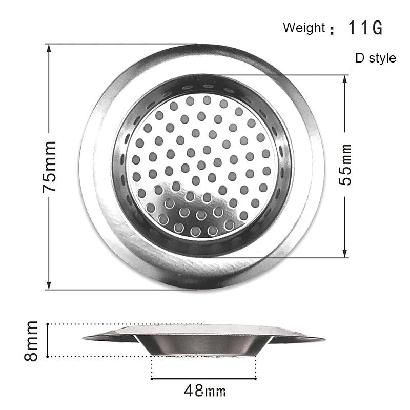 1PCS Kitchen Sink Filter Stainless Steel Mesh Sink Strainer Filter Bathroom Sink Strainer Drain Hole Filter Trap Waste Screen