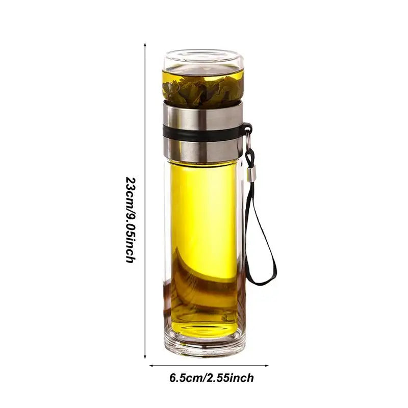 Water Bottle With Tea Separation Leak-Proof Travel Mug Double Wall Tea Cup Portable Infuser Water Bottle Water Separation Tea