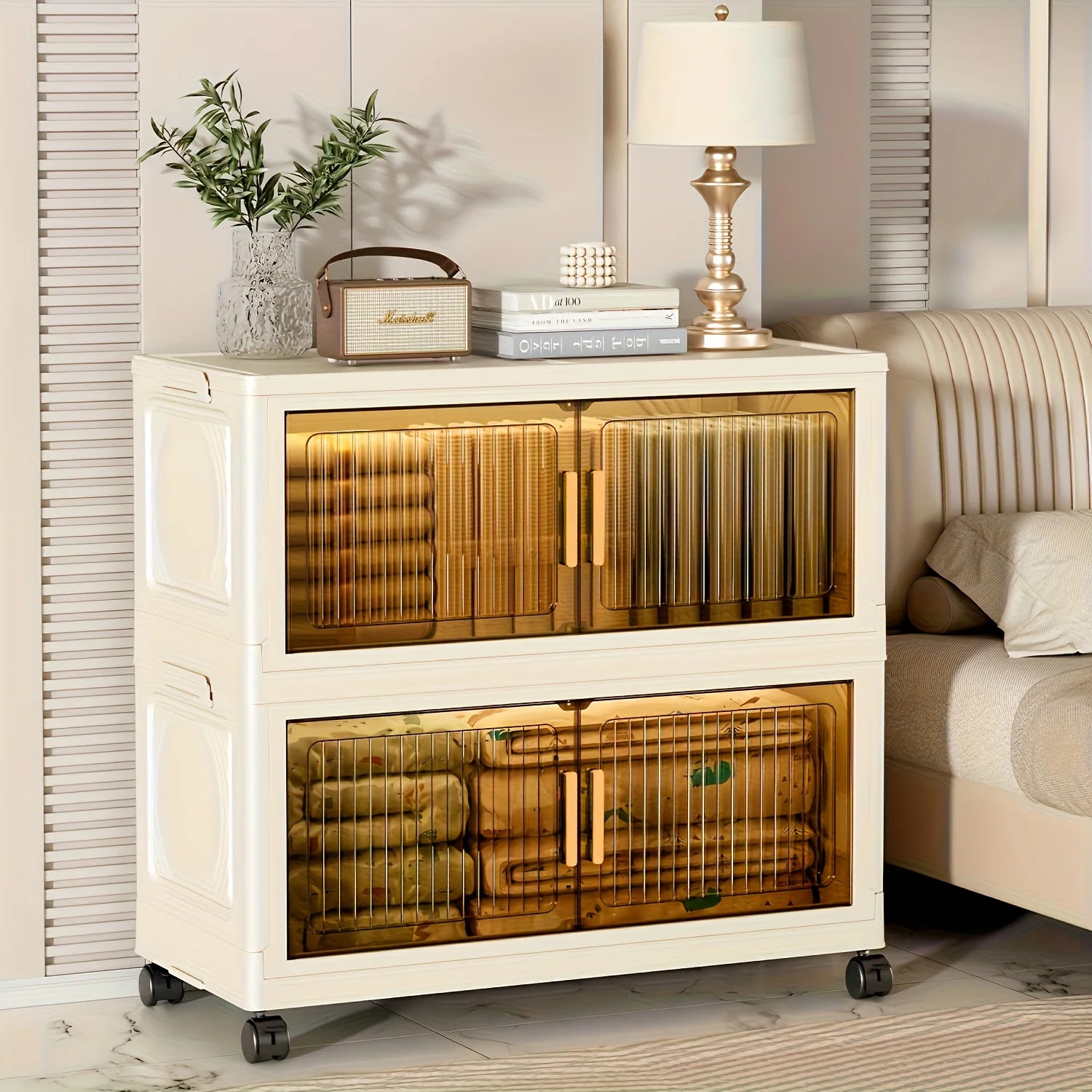 3/4-Tier Lidded Storage Box - Plastic with Lid, Stackable & Wheel, Foldable, Multi-Scene Organizer & Decor
