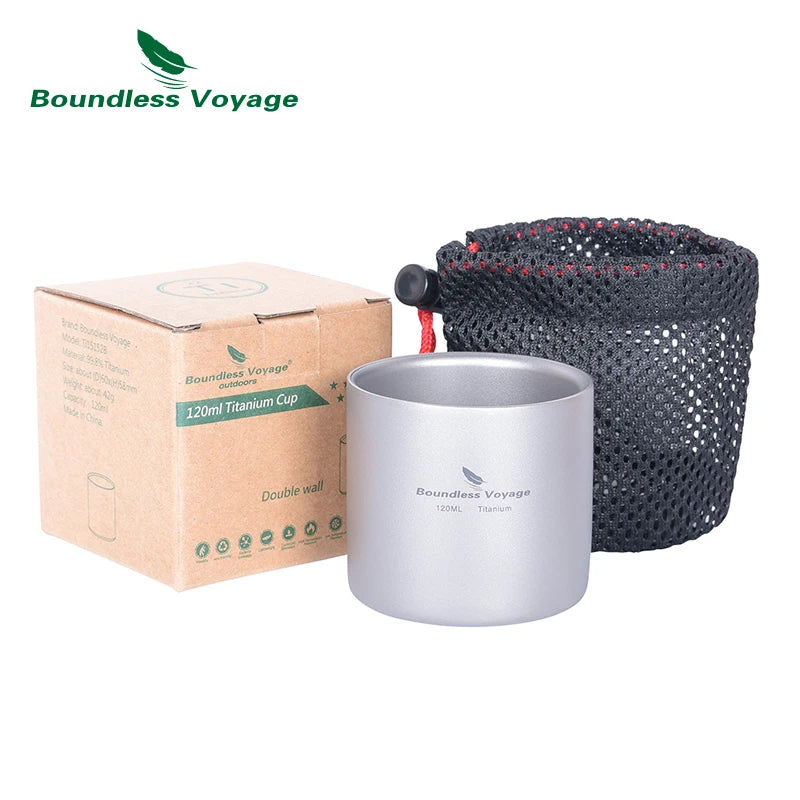 Boundless Voyage Titanium Double Wall Cup 450ml Teacups 120ml Mini Cup 180ml Coffee Mug 300ml Drinkware Double Layer Tableware