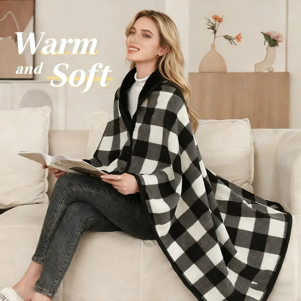 1PC Flannel Shawl Blanket Wearable Lazy Casual Office Warmth Shawl Blanket for Comfort And Style Multi-functional Blanket