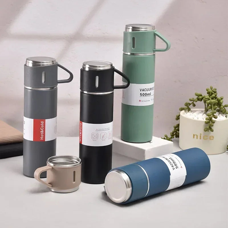 304 Stainless 500ml Steel Vacuum Insulated Water Bottle Portable Coffee Bottle Office Gift Set Business Style Travel Thermal Mug
