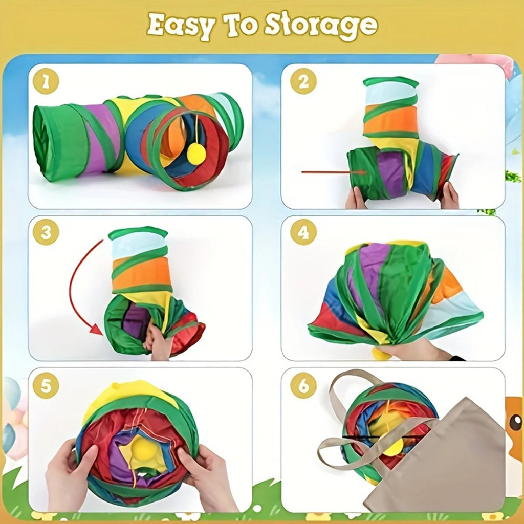 Interactive Small Pet Collapsible Tunnel Toy with Play Ball for Entertainment and Relieve Boredom Pet Toy for Hamster Guinea Pig