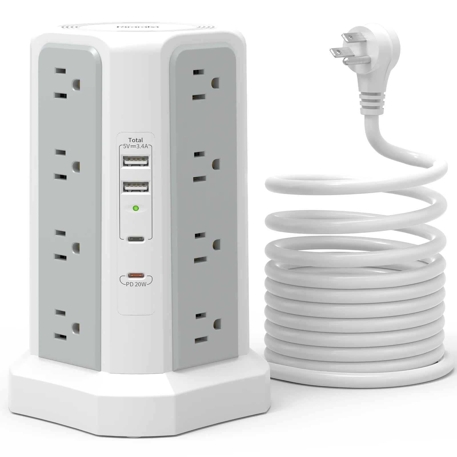 US 4-layer 3m extension tower plug-in board with PD fast charging, suitable for office, home, school and other scenarios