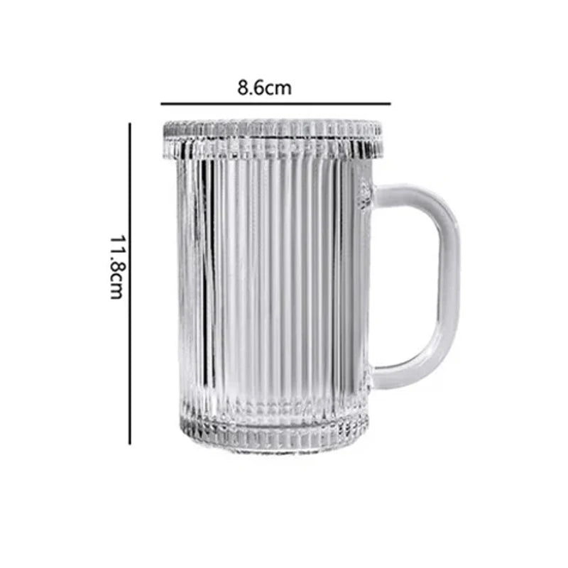 330ml/380ml Transparent Minimalist Style Milk Tea Cup with Lid and Handle Coffee Cup Household Glass Cup Special Christmas Gift