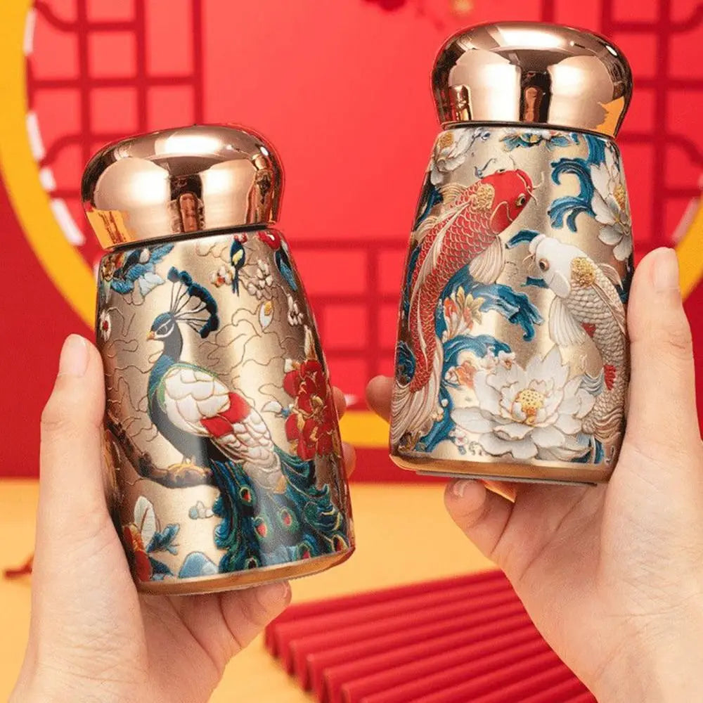 304 Stainless Steel Insulated Cup Leak-Proof 230ml Coffee Mug Chinese Style Temperature Display Vacuum Pocket Cup Outdoor