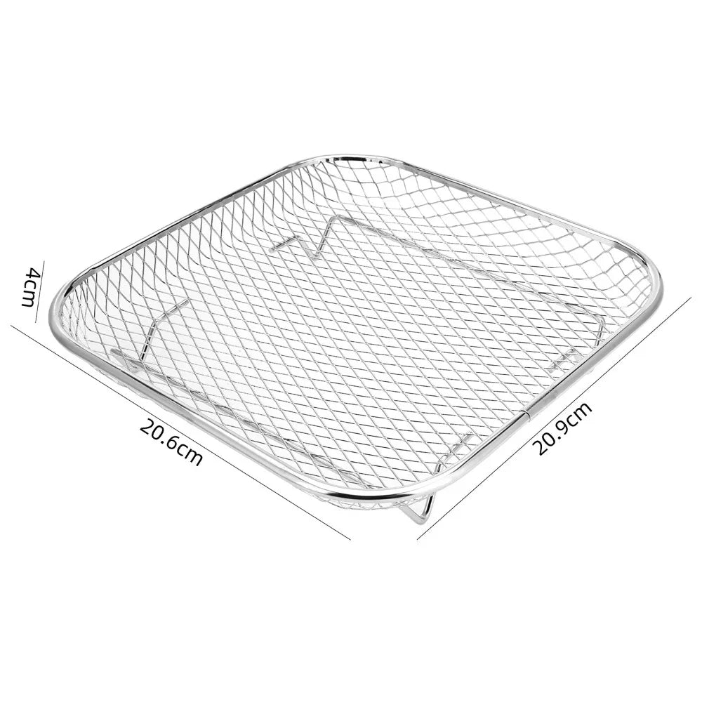 New Stackable Air Fryer Rack Non-Stick Stainless Steel Grilling Rack Airfryer Tray Grill Basket Durable Kitchen Gadgets