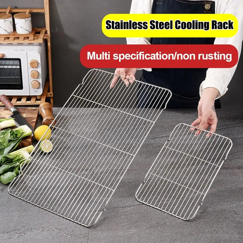 New Stainless Steel Cooling Rack Non-stick Silver BBQ Tray Barbecue Cooking Mesh Shelf