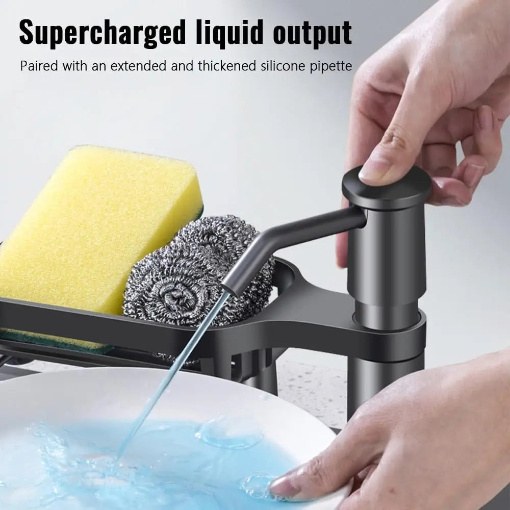 Dish Soap Dispenser for Kitchen Sink Dispenser Countertop Soap Dispenser Pump with Storage Rack  Extension Tube kit, Under Sink