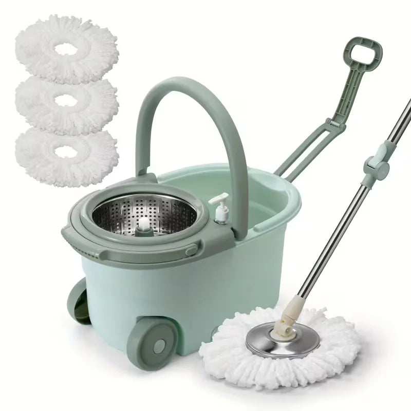 Spin Mop and Bucket with Wringer Set – 360° Spinning Mop with Stainless Steel Handle, On Wheels for All Hard Surfaces