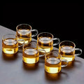 6-Piece Set, 100Ml-Mini Glass Water Cups, Glass Coffee Cups, Transparent Glass Cups with Handles, Kitchen Table Wine Glasses, Glassware Set, Suitable for Home Dining Tables, Coffee, Milk, Tea Cups, Flat-Bottomed Wine Glasses