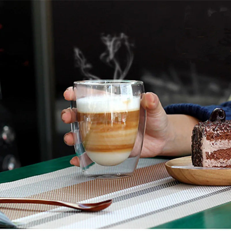 1pc 80/650ml Heat Resistant Double Wall Tea Glass Cup Beer Coffee Handmade Creative Healthy Cold Beverage Transparent Drinkware