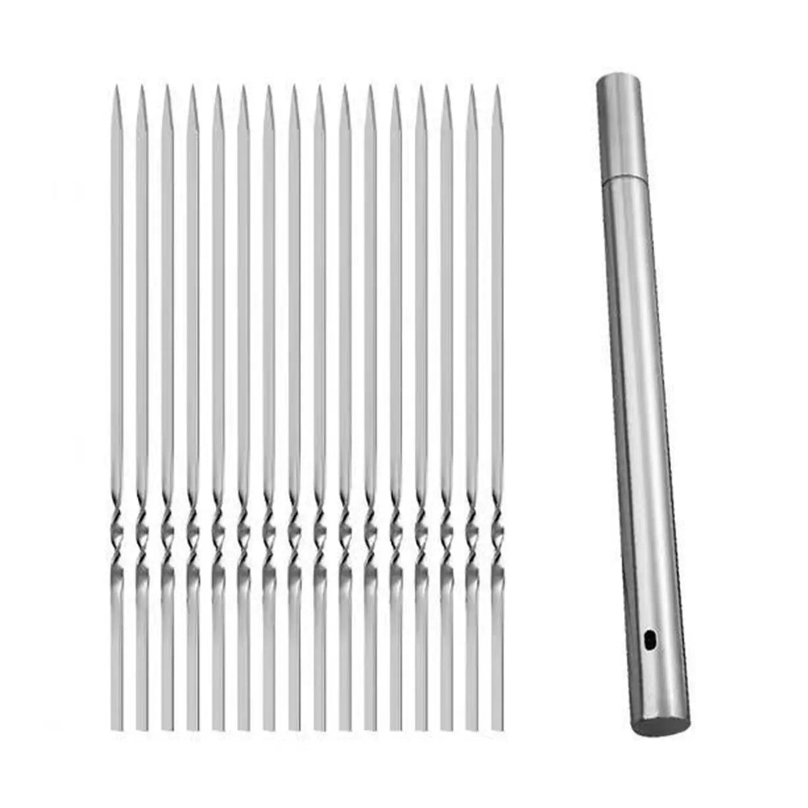 20 Pcs Reusable Barbecue Skewer Rotatable Flat Metal Barbecue Skewers for Garden Courtyard Barbecue