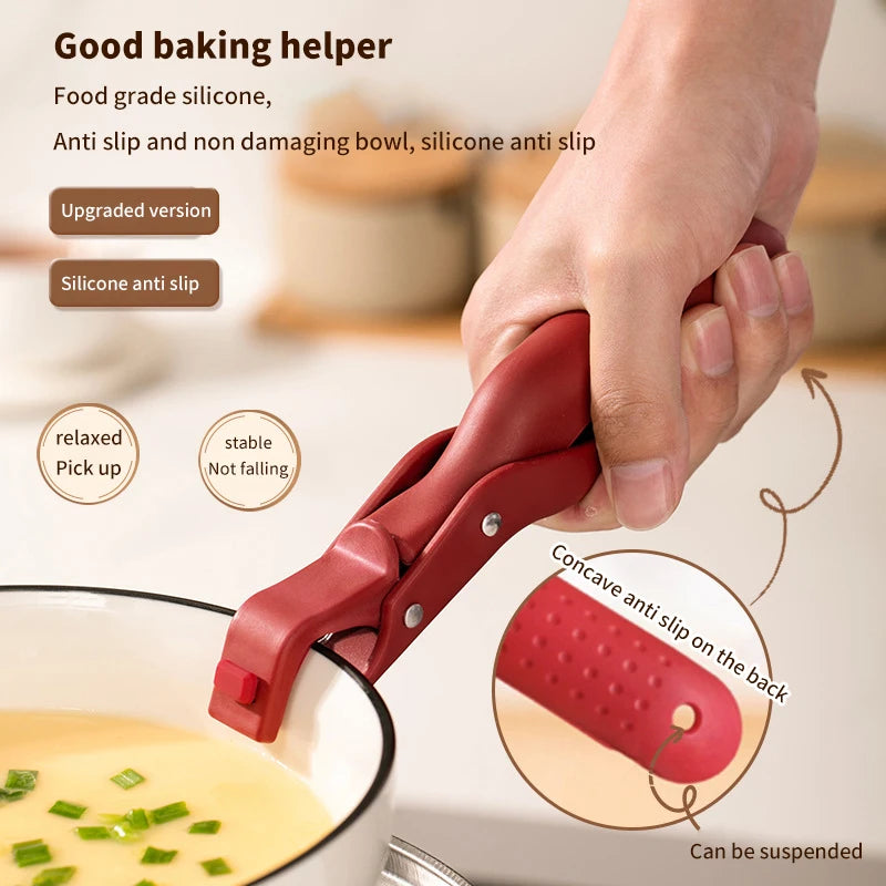 Silicone Anti-scald Clip Kitchen Plate Bowl Dish Pot Holder Heat-resistant Clamp Lifter Kitchen Gadget