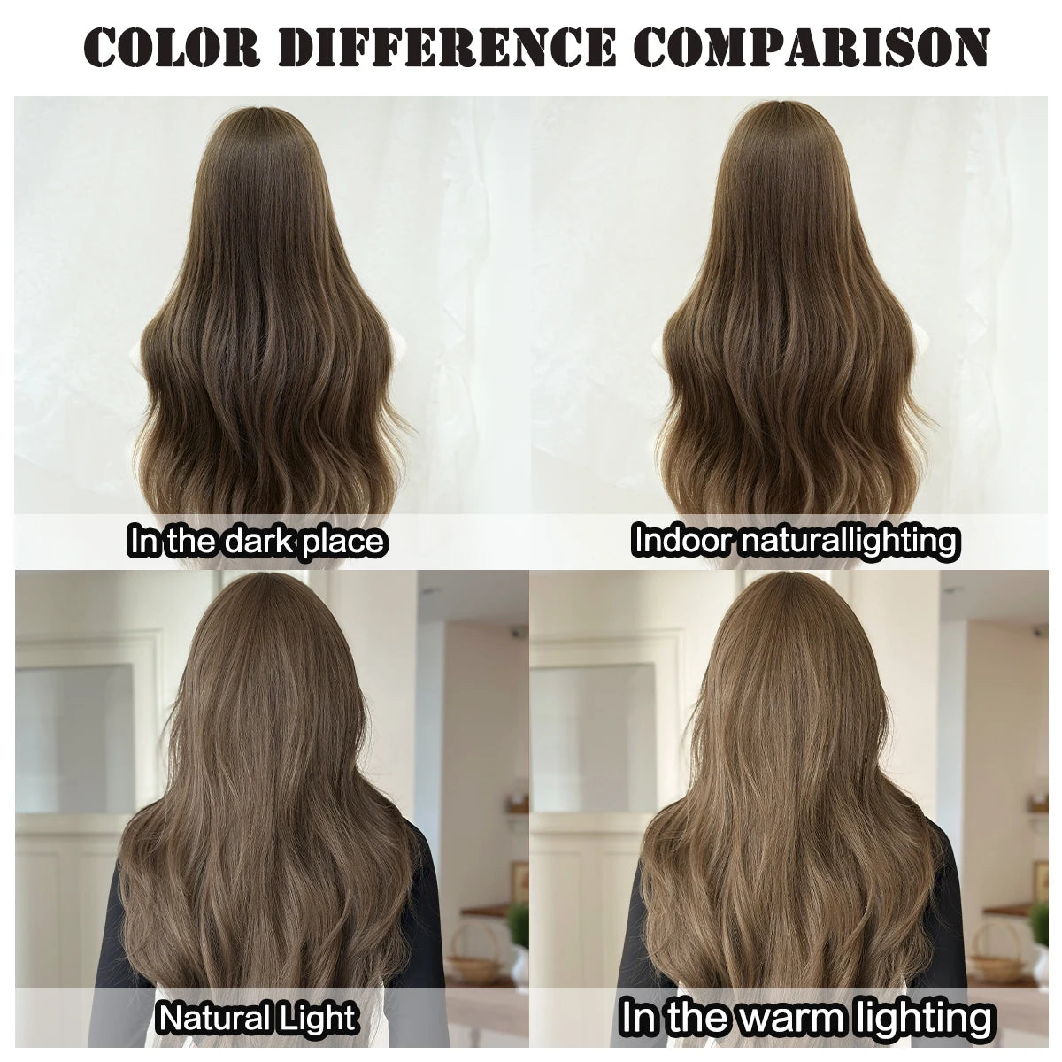 NAMM Long Wavy Light Brown Wigs For Women 30 Inch Curly Wave Wig With Natural Looking Synthetic Fiber Fashion Wig For Party Use