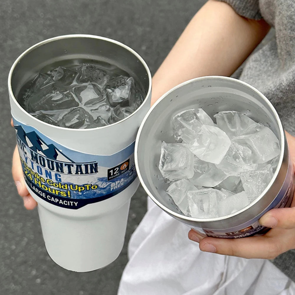 Stainless Steel Portable Coffee Cup With Lid And Straw, Hot And Cold Spill-Proof Travel Cup, Suitable For Cars, Daily, Travel