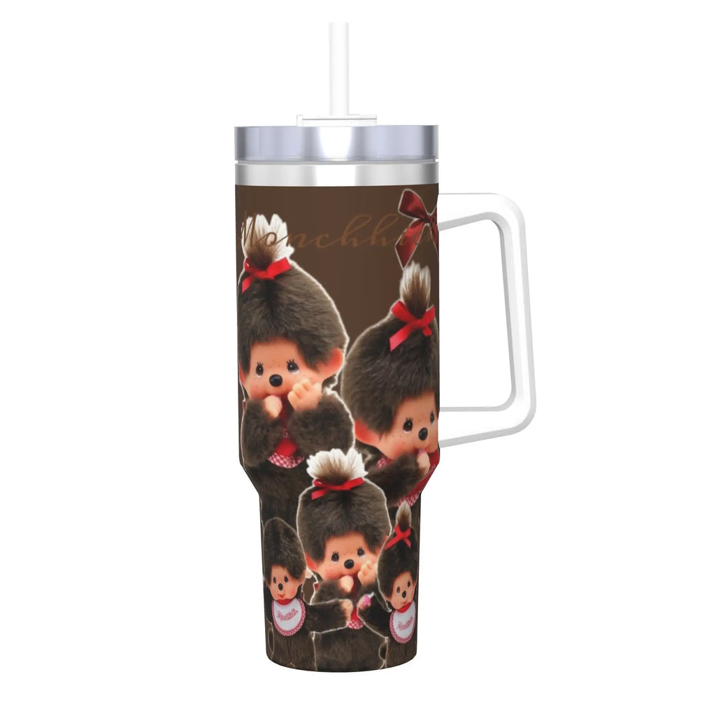 Monchhichis Tumbler With Straw  Stainless Steel Tumblers Cup Double Wall Vacuum Insulated for Cold Or Hot 40oz