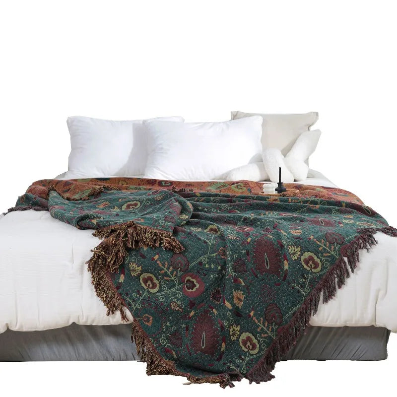 1PC Blanket Tassel Washed Jacquard Gauze Pure Cotton Towel Quilt Air Conditioner Office Nap Small Blanket Home Textile