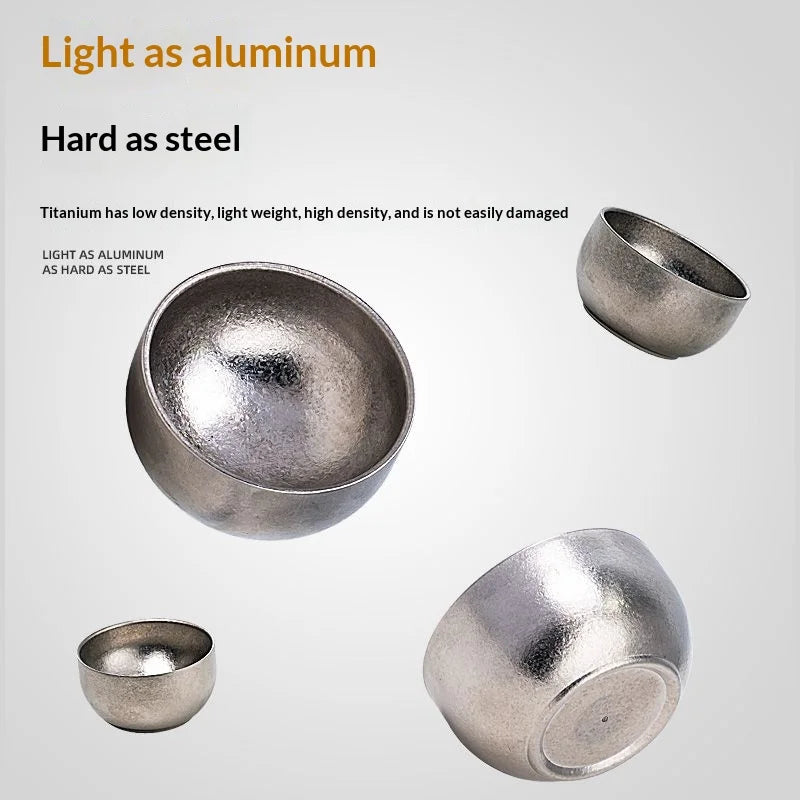 Gianxi Pure Titanium High-End Small Tea Bowl Ice Crystal Master Cup Tea Set Outdoor Camping Personal Titanium Alloy Water Cup