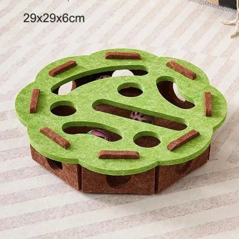 Pet Cat Puzzle Maze Holes Toys Felt Box With Bell Ball Kitten Playing Toys Interactive Funny Combination Set Cat Supplies